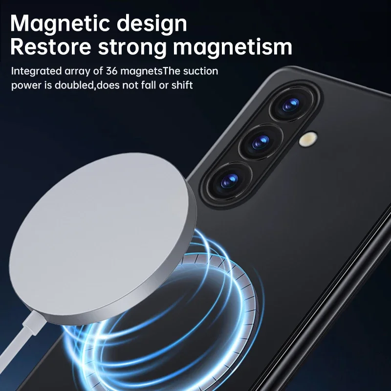 삼성 갤럭시 Z 폴드 7 6 5 4용 미니멀 슬림 마그네틱 프레임리스 PC 폰 케이스, 피부 친화적 무선 충전 보호 커버