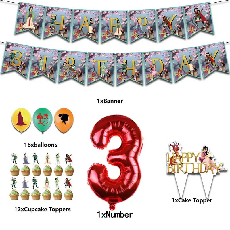 Disney-globos con temática Mulan para fiesta de cumpleaños, decoraciones grandes de papel de aluminio para Baby Shower, juguetes para niños, regalos para niñas, decoración del hogar