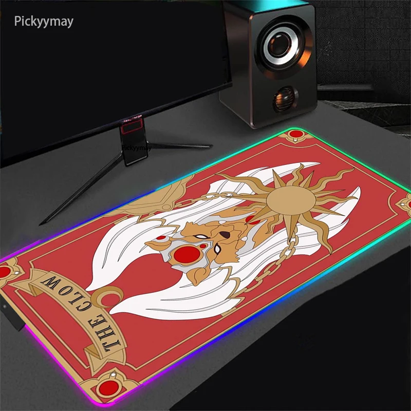 Imagem -05 - Cardcaptor Sakura Anime Mouse Pad Rgb Kawaii Computador Portátil Gaming Teclado Tapete Gamer Tapetes de Mesa Led Cor Backlight Mouse Esteira Xxl