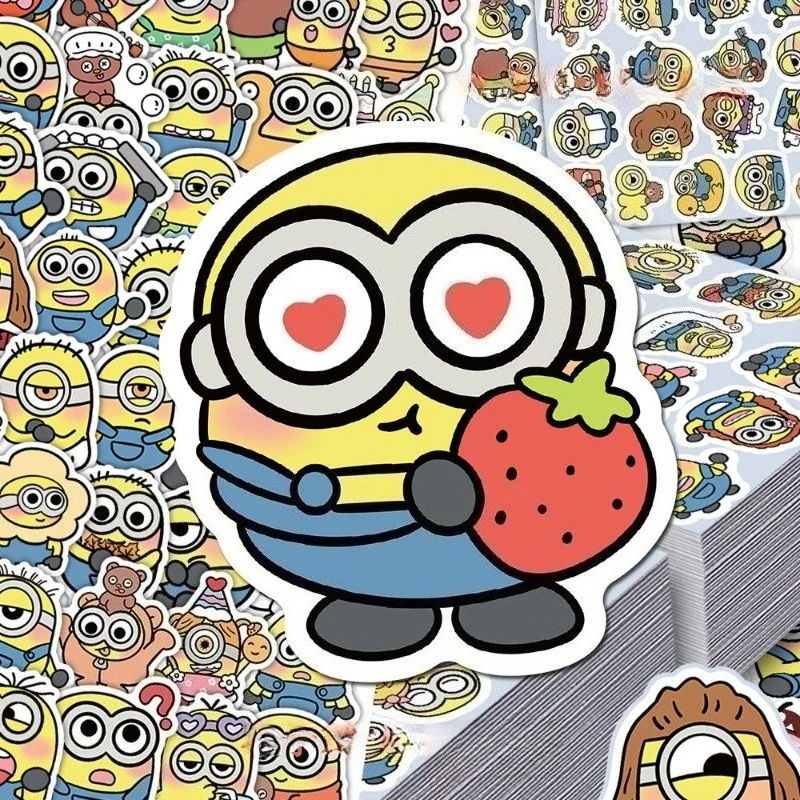 102pcs Minions Cartoon Cute Stickers Ins Style High Color Value Creative Fun Expression Mobile Phone Shell Decorative Stickers view 4