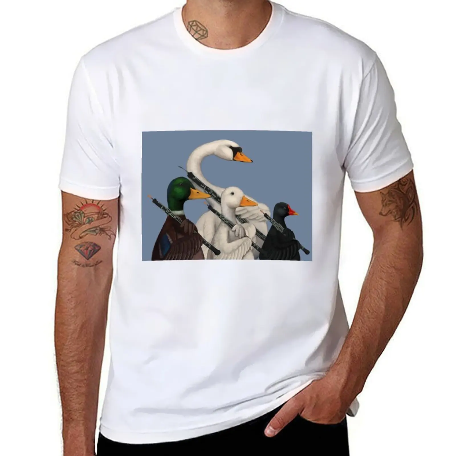 

Musical Duck, Goose, Moorhen & Swan T-Shirt t shirt man luxury men t shirt cotton 100% T-Shirt