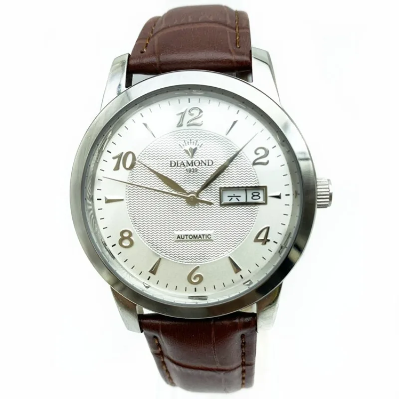 Shanghai Diamond Brand Men's Fully Automatic Mechanical Watch Large Digital Dual Calendar Stainless Steel Waterproof Men's Watch