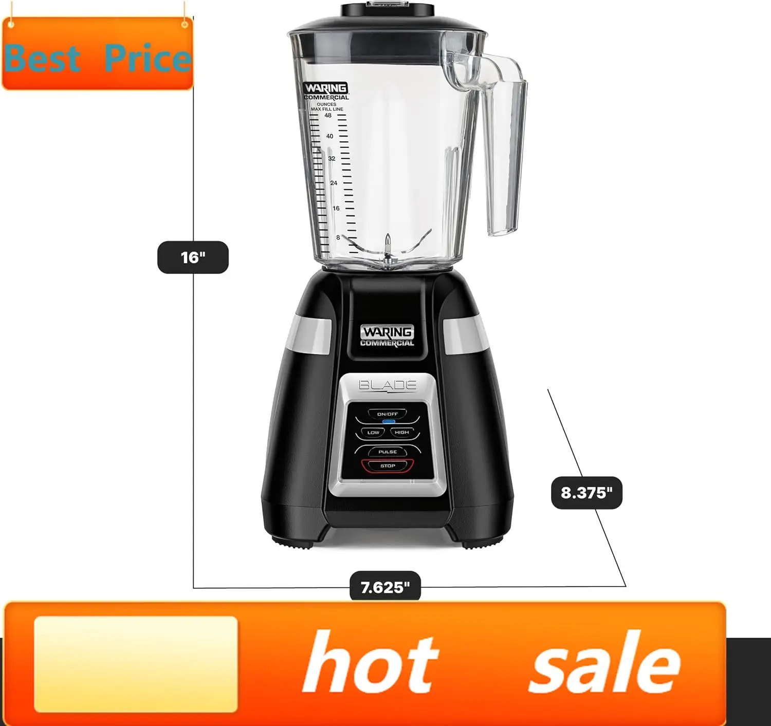

Коммерческий блендер BB320 Blade 1 HP, переключатель управления с функцией Pulse, контейнер из сополиэстера без BPA, объемом 48 унций, 1 шт.