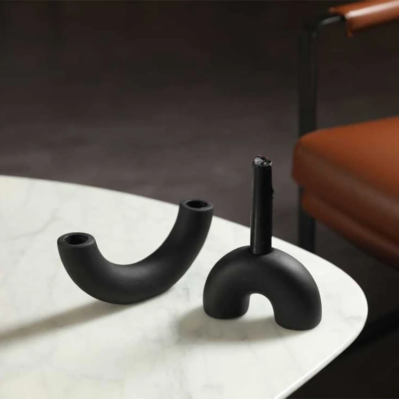 Ceramic candlestick ornaments black and white wedding home living room bedroom dining table soft decorations