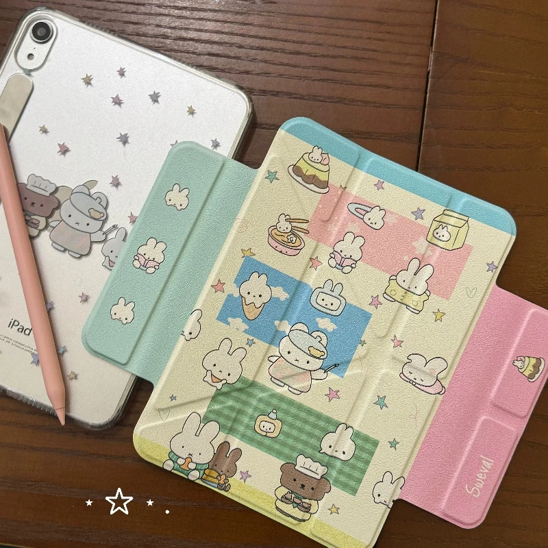 Miffy Kawaii Anime Stars Korean Lychee Pattern Tablet Protective Case Anti-bend Acrylic for IPad Air8 Starlight Color Fashion