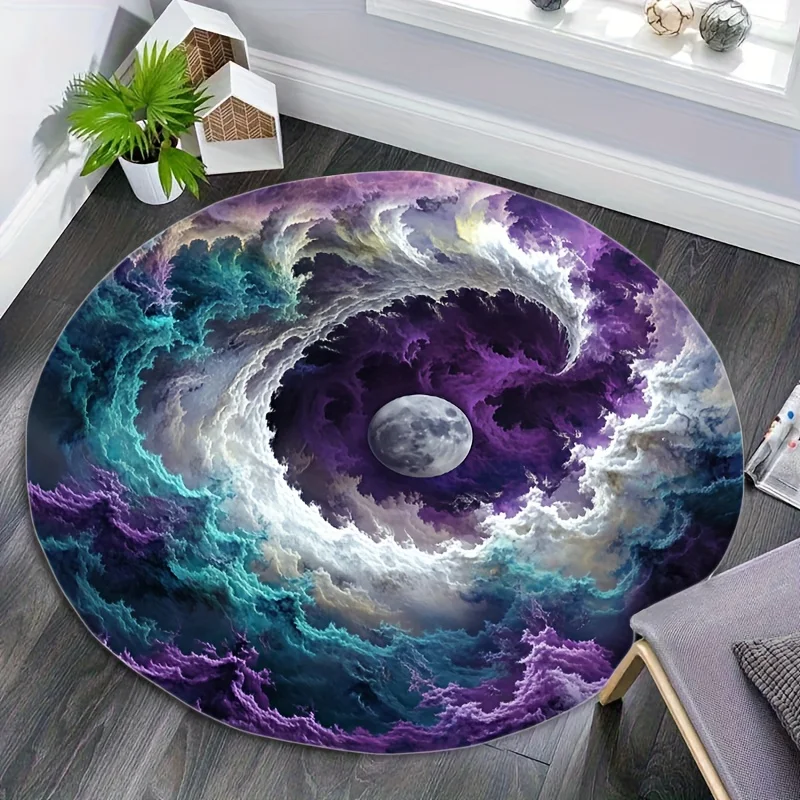 

Коврик «Лунная Спираль» с принтом, фланелевый, космический дизайн, для дома, уютный, мягкий, для гостиной, для использования в помещении