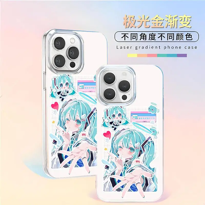 Niedliche Cartoon-Mädchen Handyhülle für iPhone 11 12 13 14 15 16 17 Pro Max Air Plus 17ProMax Japan Anime Diva Sänger Stoßfeste Hülle