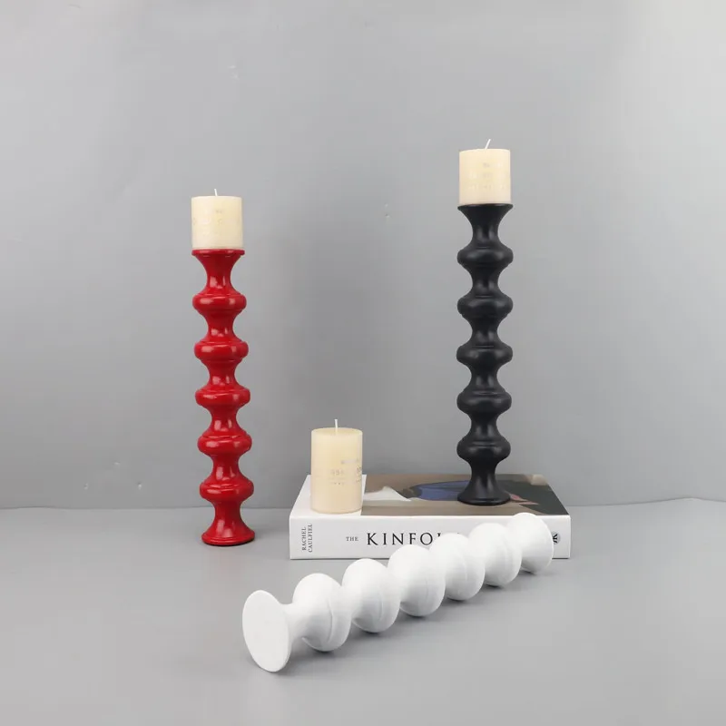 

Простой цилиндрический подсвечник из смолы, свадебные центральные украшения для столов, домашний декор, красный, черный, белый, подсвечник