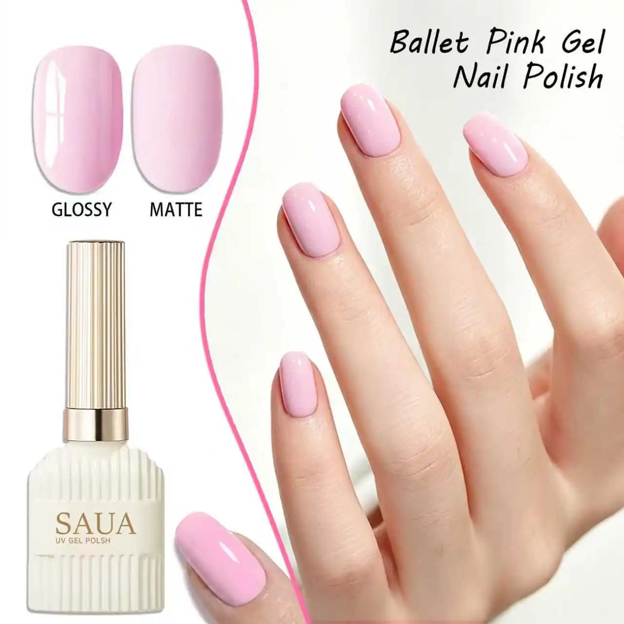 15ml ballet pink nail polish adhesive, gentle and versatile temperament pink, can create two textures of glossy/frosted