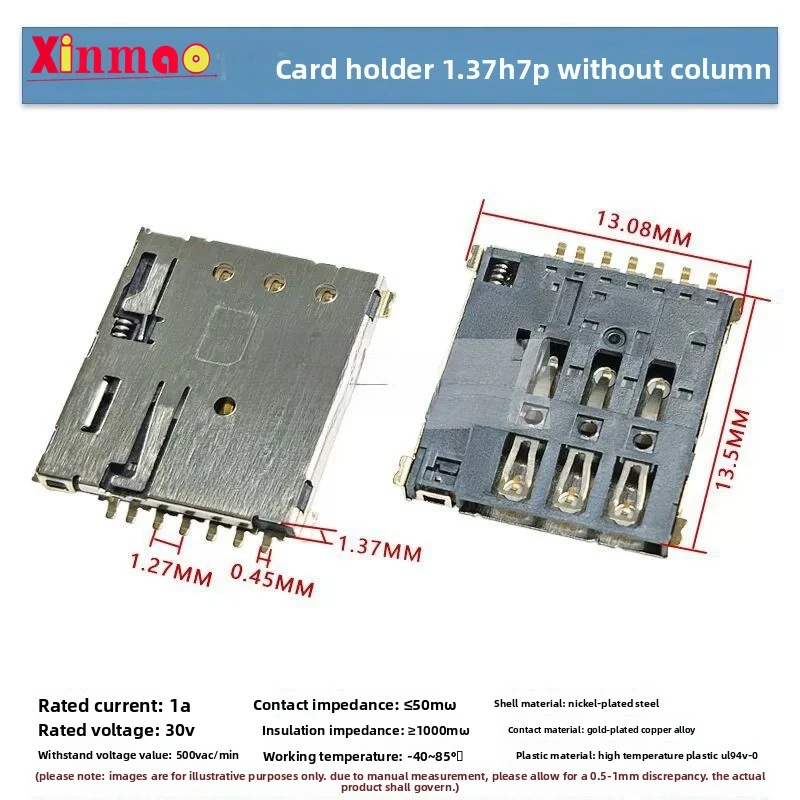10pcs Self elastic NANO SIM 1.37H 7P PUSH-B SIM card holder, micro card slot, gold-plated tape, CD detection P