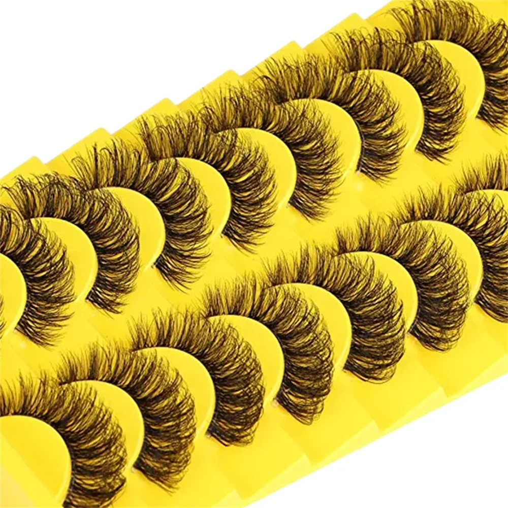 10 Par Rzęs 6D z Norek, Puszyste, Miękkie, Naturalne, Krzyżowane Rzęsy do Przedłużania, Wielokrotnego Użytku, Sztuczne Rzęsy z Imitacji Norki