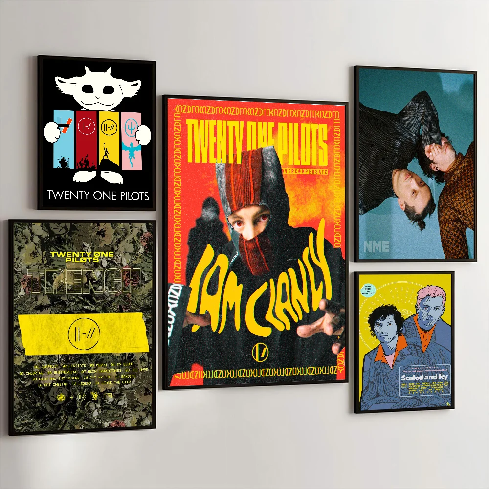 1PC Twenty One Pilot Band Poster Movie Sticky Posters Retro Kraft Paper Sticker DIY Room Bar Cafe Aesthetic Art Wall Painting