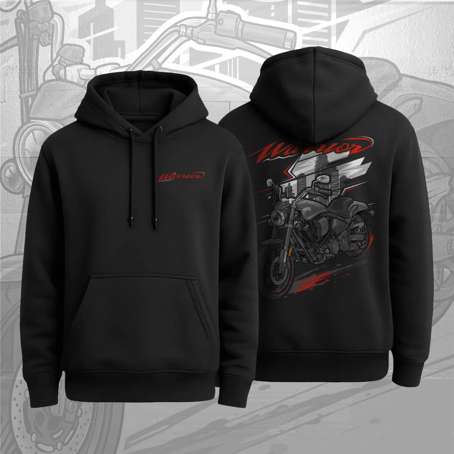 2005-2010 Models Japanese Road Star Midnight Warrior Motorcycle Pullover Hoodie 100% Cotton Comfortable Casual Mens Sweatshirts