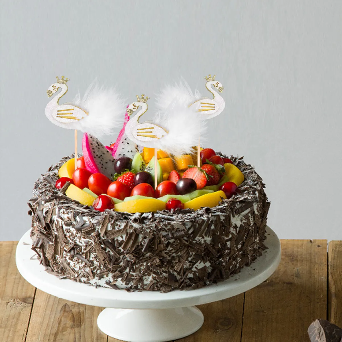 

Набор из 5 креативных украшений для торта в форме лебедя, декор для кексов, принадлежности для вечеринок, свадеб, дней рождения, десертов