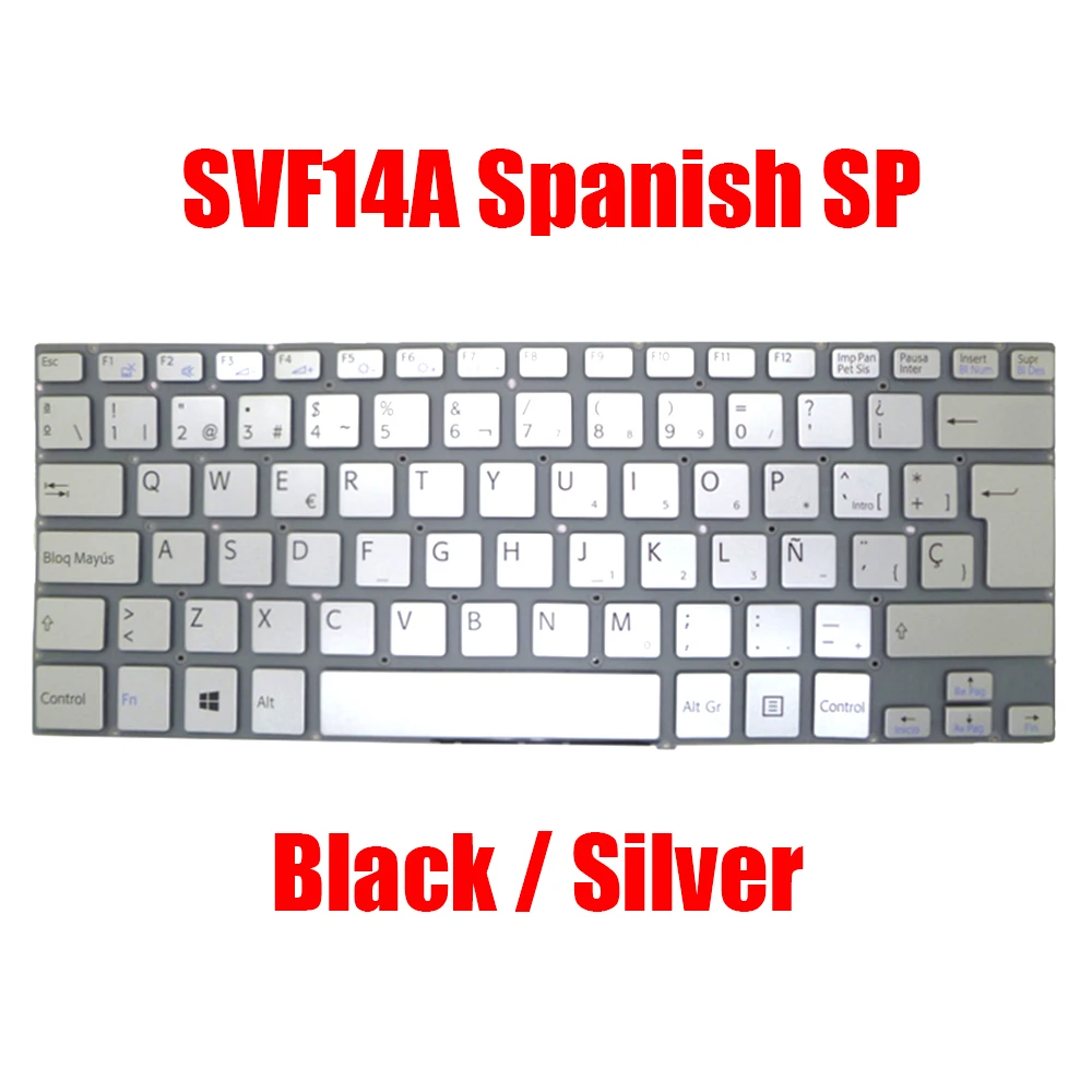 

New Spanish SP Laptop Keyboard For SONY SVF14A 149238371ES 149238071ES 149237771ES 9Z.NABBQ.00S 9Z.NABSQ.00S V141106CK1SP