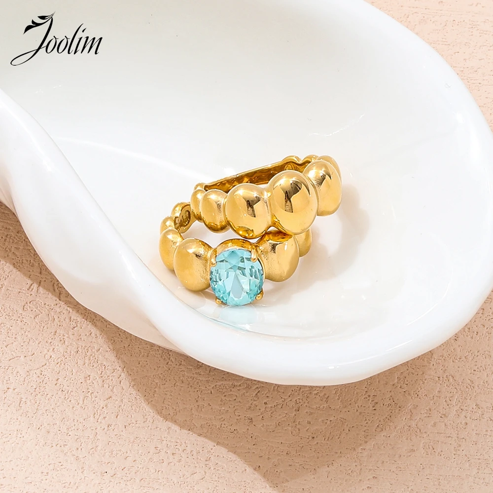 Joolim High End PVD Waterproof&Tarnish Free Fashion Chunky Smooth Convex Oval Ring for Women Stainless Steel Jewelry Wholesale