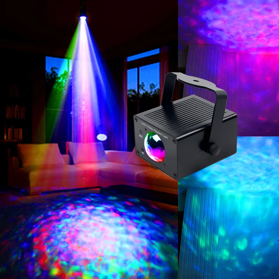 

RGB LED Water Wave Ripple Effect Stage Lighting 9W 16 Colors Christmas Party Dj Show Pattern Laser Projector Ocean Wave Light