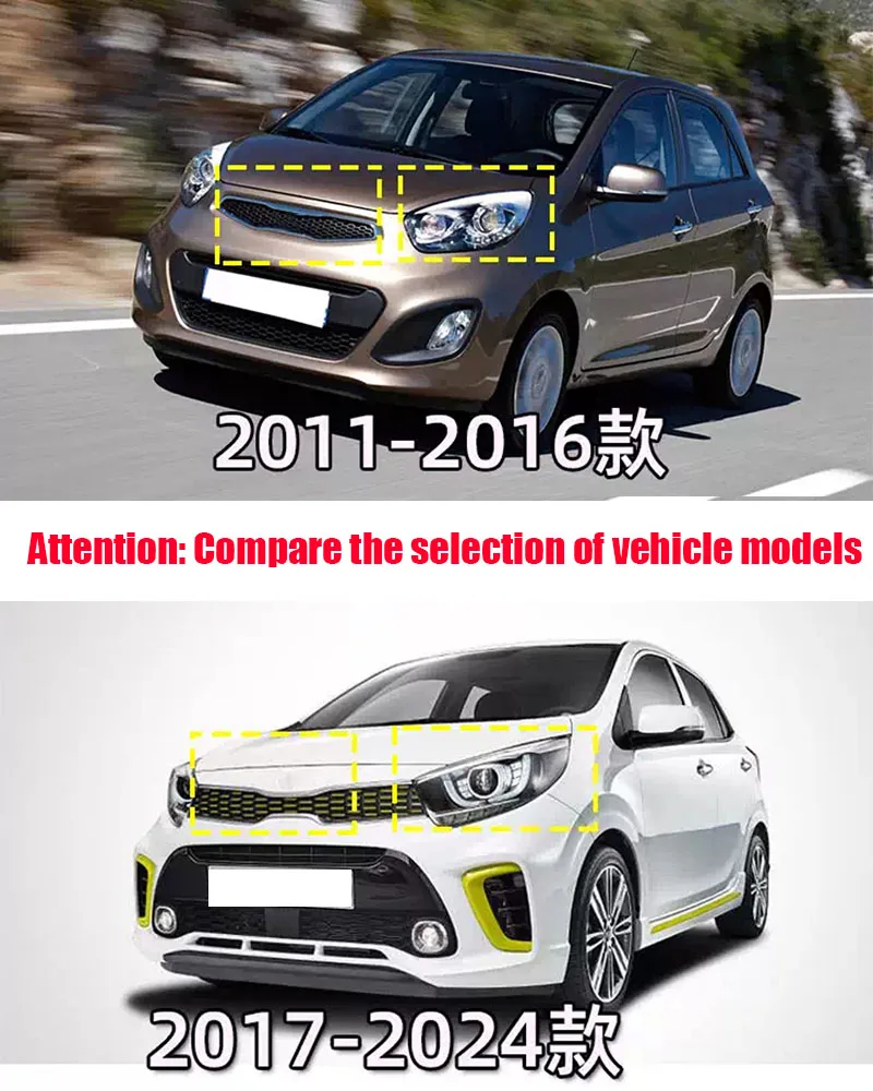 For Kia Morning TA JA 2011-2024 Mesh style rear window triangular louver decorative frame made of ABS material