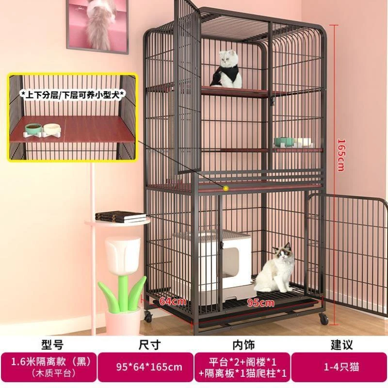 Iron cage cat cage villa large free space dense mesh folding cat house hanging pets