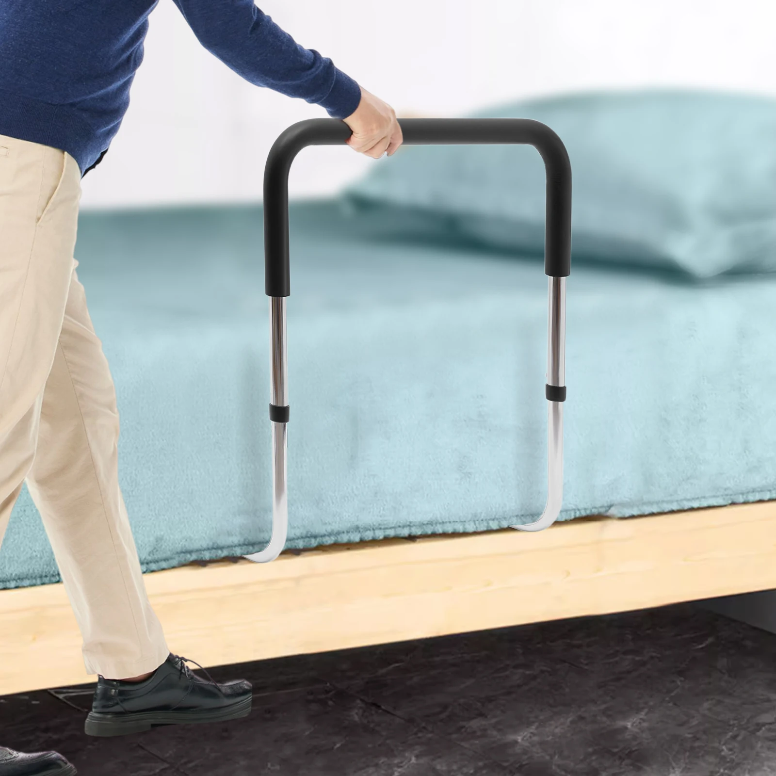 Bed Rail for Elderly Adults Bedside Fall Prevent Grab Bar for the Senior Height Adjustable Bed Assist Rail Fits King Queen Full