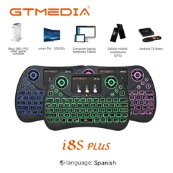 GTMEDIA-Clavier sans fil avec rétroéclairage, Air Mouse, Mini Air Mouse, TouchSub Contrmatérielle pour TV Box, anglais et russe, i8S PLUS, 2.4G