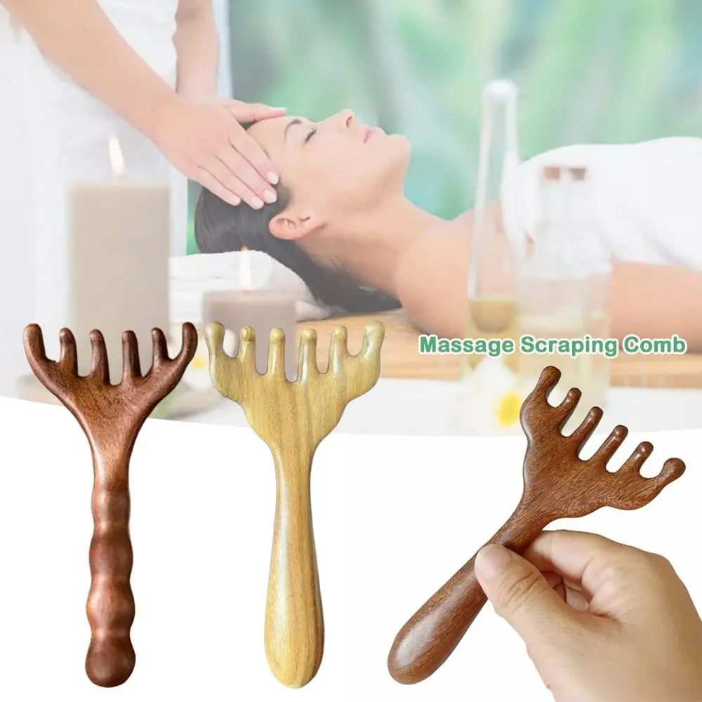 

Color Random Massage Scraping Comb Wide Tooth Sandalwood Wood Therapy Massage Comb Help Blood Circulation Anti-static Tool