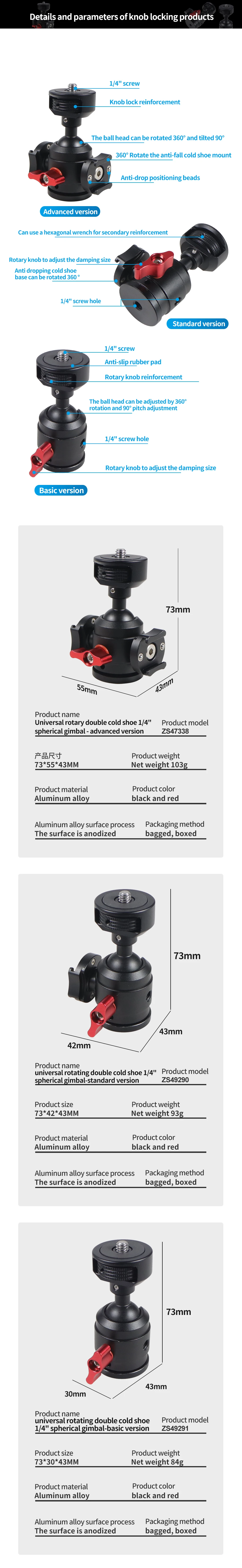 Mini Stativ Swivel Ball Kopf mit Kalten Schuh Mount Adapter für DSLR Kamera Monitor Vlog Flash Licht Mikrofon Magie Arm stehen – Detail 6