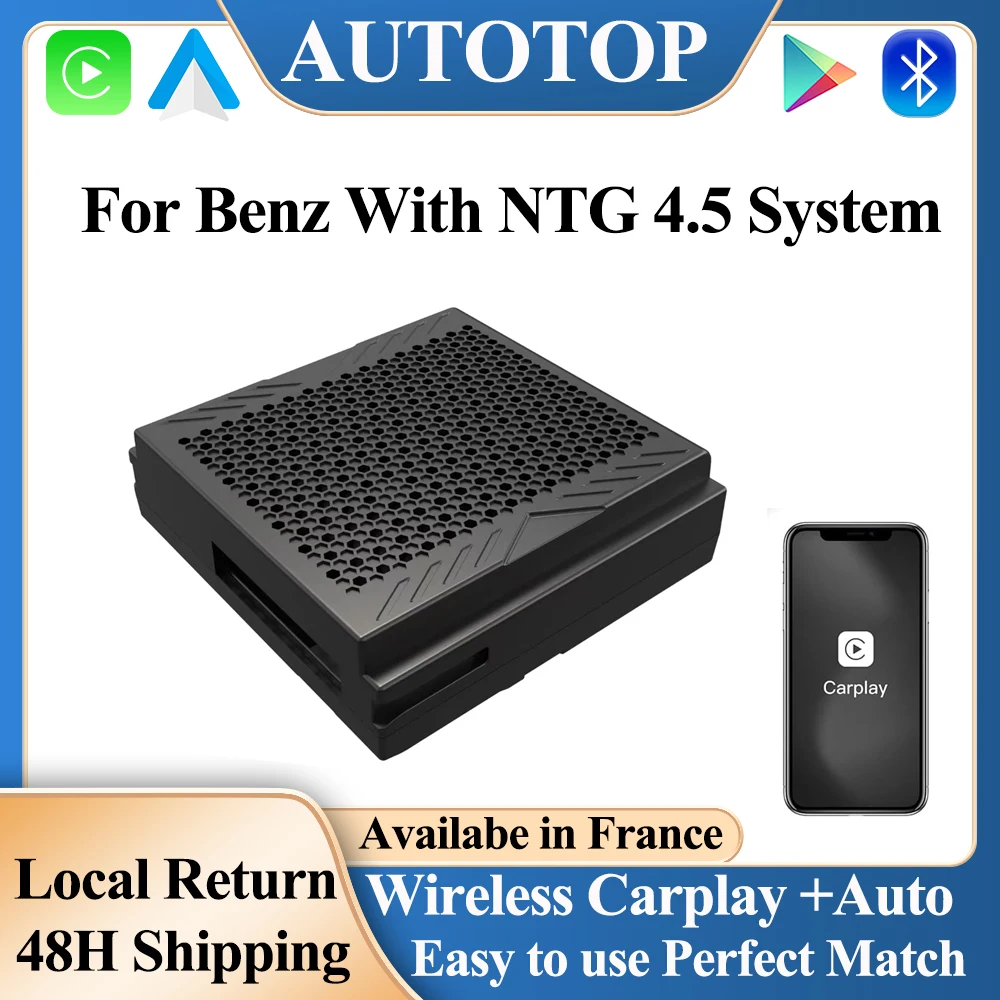 Autotop Wireless Carplay Android Auto for Mercedes Benz A/B/C/E/CLA/GLA/GLK/ML/SLD with NTG4.5 System Bluetooth Mirror Link Cam