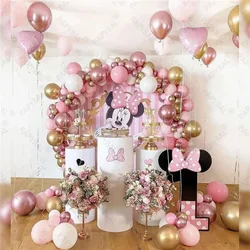 138pcs Disney Minnie Mouse Theme Party Balloon Arch Garland Kit Kids Girls 1-9th Birthday Party Decorations Baby Shower Globos