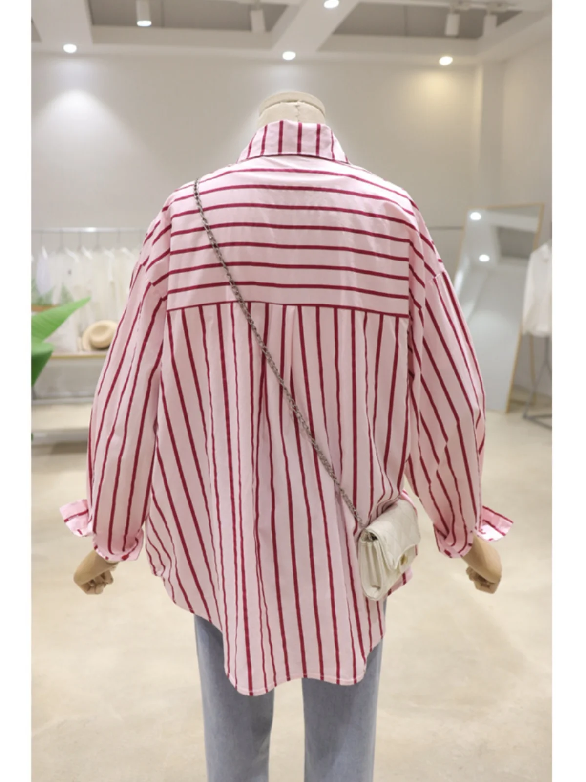 Exquisite Woven Embroidery Cartoon Girls\' Striped Shirt 2024 Spring Autumn Loose Slimming Cotton Long-Sleeved Shirt for Women