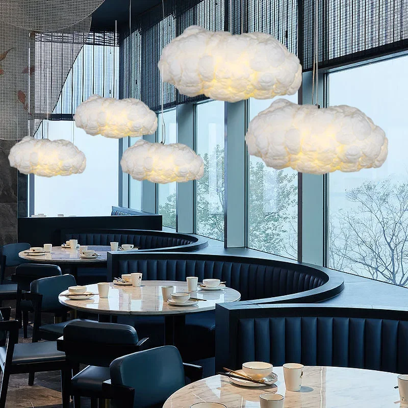 Lampe LED suspendue en forme de nuage flottant, design moderne, éclairage d\'intérieur, luminaire décoratif de plafond, idéal pour un salon, une