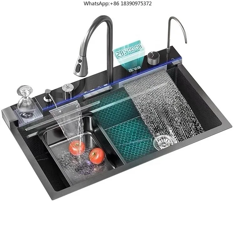 Smart Waterfall Stainless Steel 304 Sink Kitchen Kitchen Sinks China Factory New High Quality Kitchen Sink Multifunction Modern