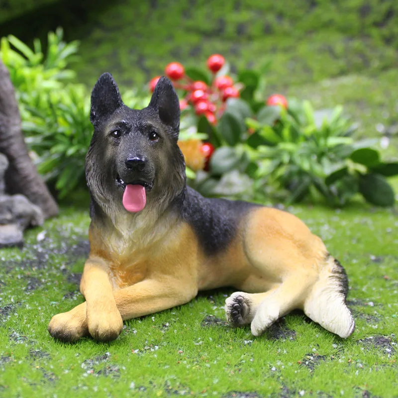 Realistic German Shepherd Resin Ornament, Lifelike Wolf Dog Model, Car Interior Animal Decor, Cross-border Craft Gift