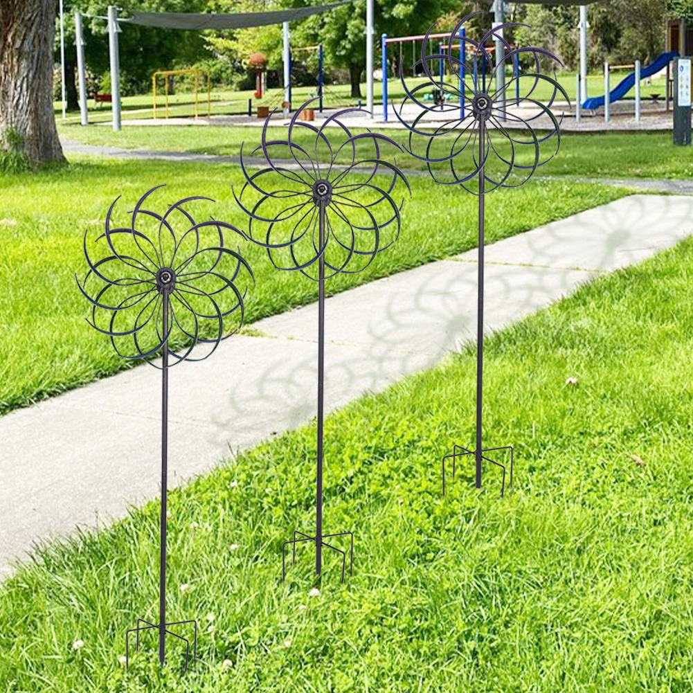 

Rainbow Color Windmill Double-Layer Iron Windmill Outdoor Wind Catcher for Yard Decoration Accessories Tool
