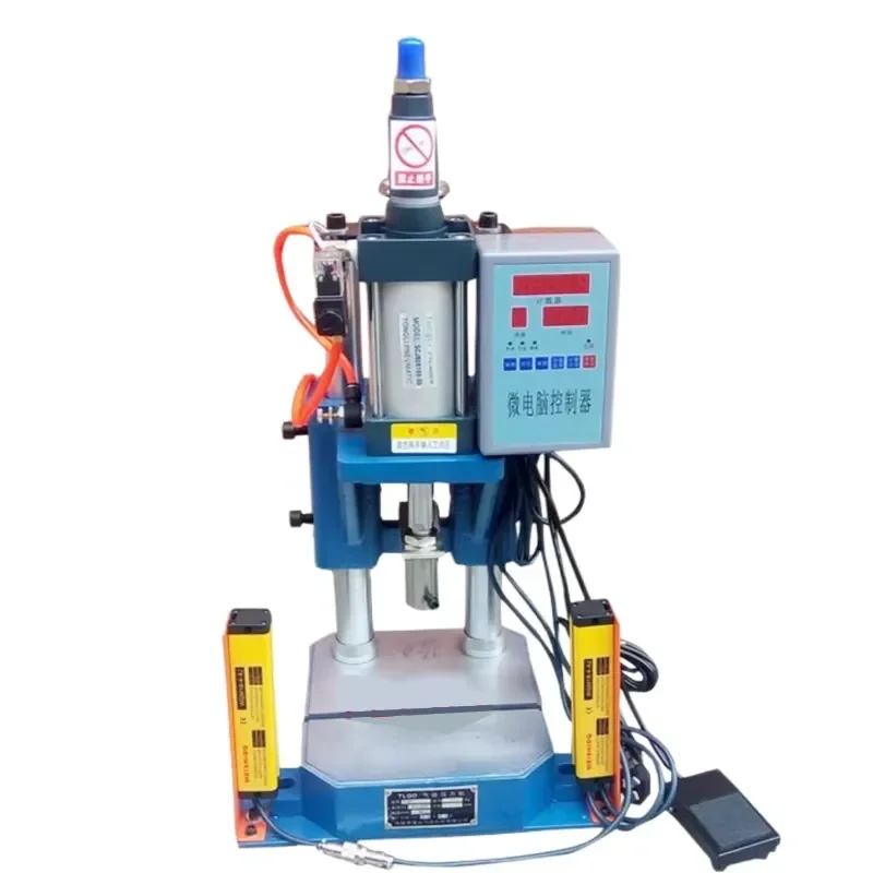 Small pneumatic single punch press with controller and dual-button stamping press