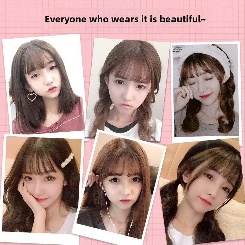 ثلاثية الأبعاد ريمي الشعر البشري الانفجارات الهوائية لفتاة النساء الجبين إعادة إصدار مشبك واحد في وصلات الشعر هامش طبيعي هيربيسي 4 ألوان #4