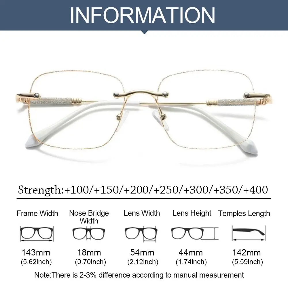 Blue Ray Blocking Anti-Blue Light Reading Glasses Ultralight Shiny Rhinestone Hyperopia Glasses Metal Eye Protection