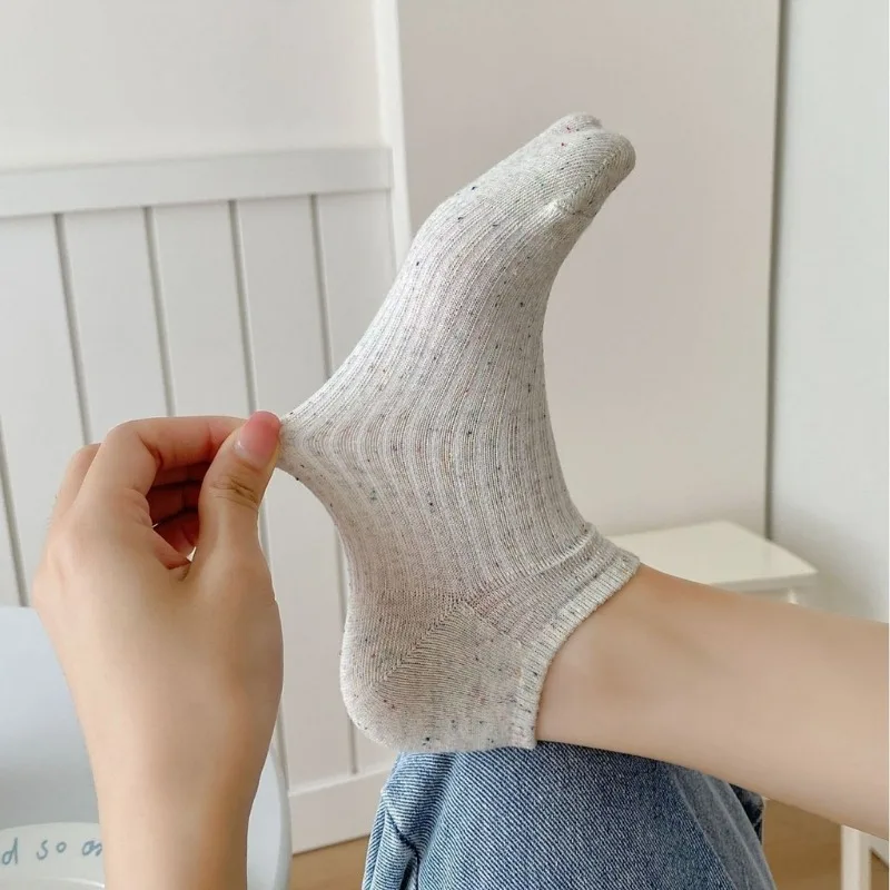 Colorful Polka Dot Slipper Socks Women Casual Breathable Low Cut Ankle Socks Cotton Summer Non-slip No-show Invisible Socks