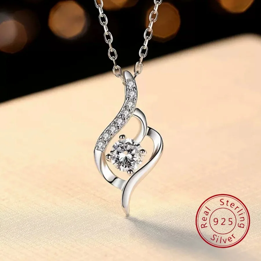 

Ожерелье в форме сердца из стерлингового серебра 925 пробы для женщин, минималистичный роскошный кулон-колье-цепочка, трансграничная Европа и Америка