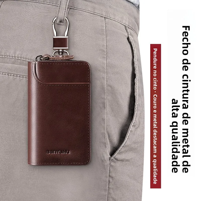 high-end-top-layer-cowhide-key-holder-2026-unisex-car-key-storage-multi-function-card-storage-bucket-shape-soft-polyester