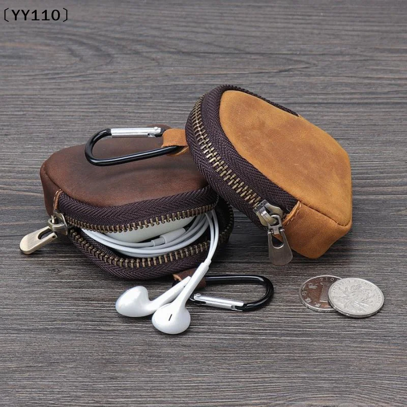 PU Leather Mini Coin Purse, Keychain Wallet, Mini Coin Purse With Zipper And Metal Carabiner, Perfect For Hiking〔YY110〕