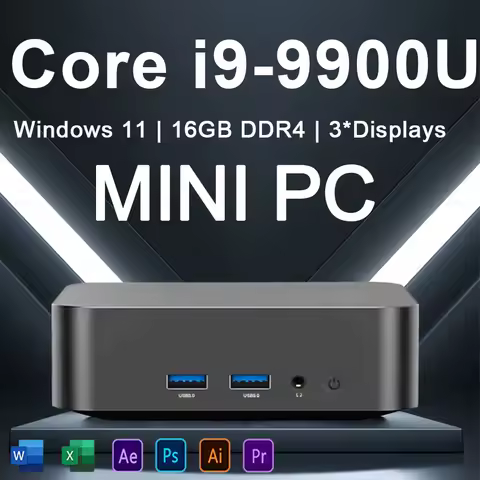 New Mini PC Core i9 9900U Windows 11 16GB LPDDR4 1TB 2TB M.2 SSD Gamer Pc 4K HD WIFI6 BT5.2 Desktop Computer Office Gaming Pc
