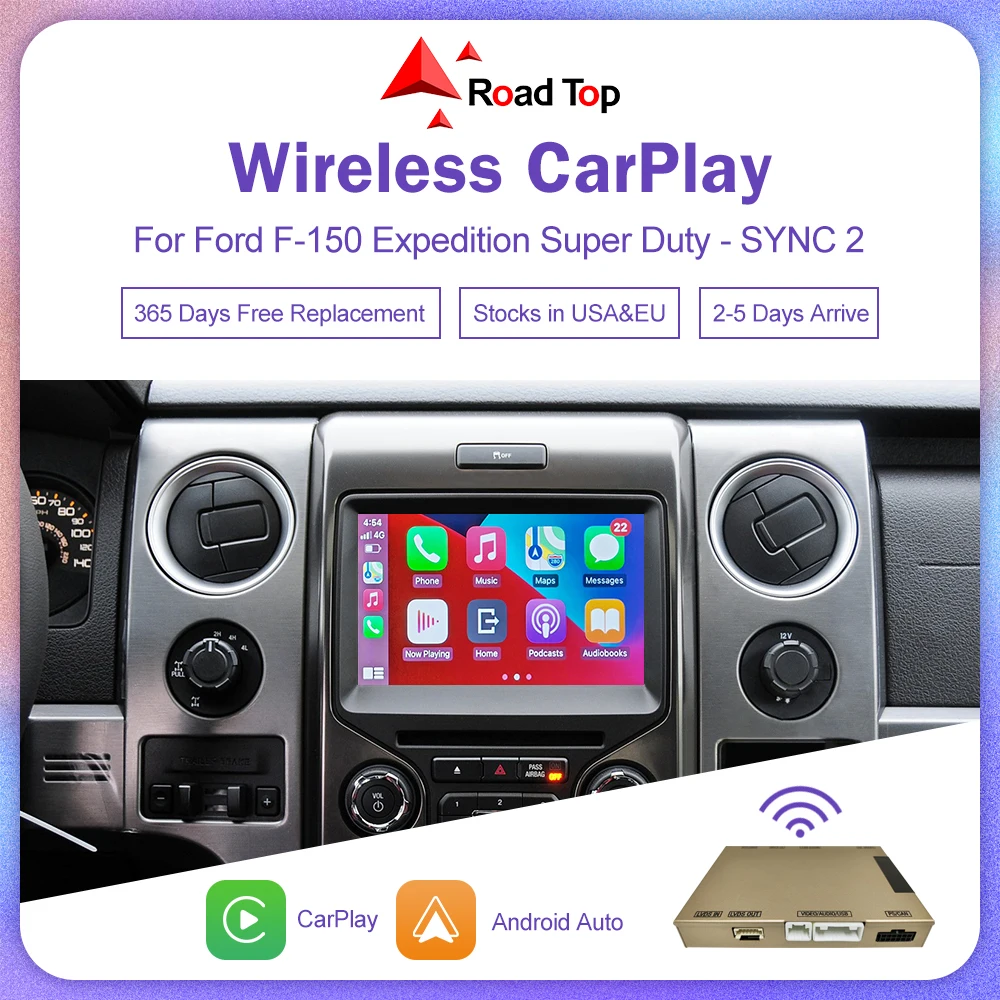 

Road Top Wireless Carplay Decoder For Ford F-150 Expedition Super Duty Sync2 with Android Auto Mirror Link AirPlay Car Play