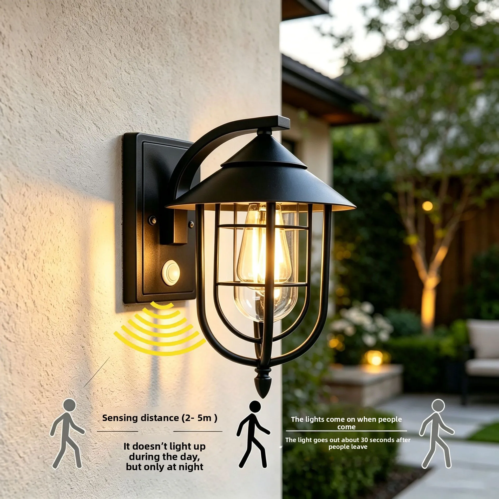 Induction Wall Lamp Japanese Outdoor Waterproof Retro Simple Smart Indoor Courtyard European and American Lights