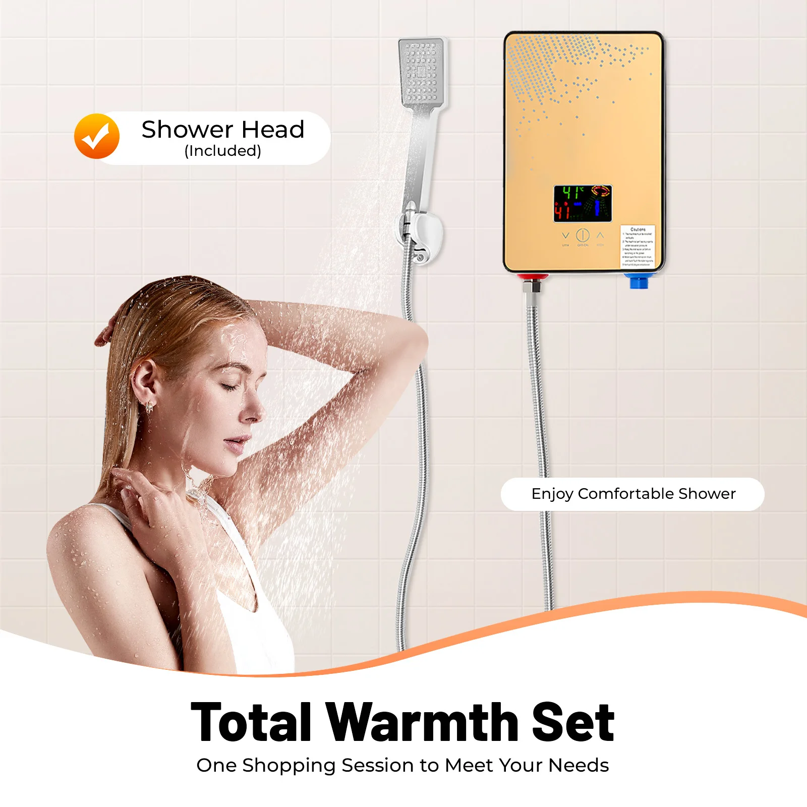 

4500W Instant Electric Water Heater | 110V Touchscreen, Wall-Mounted for Bathroom & Kitchen Sink