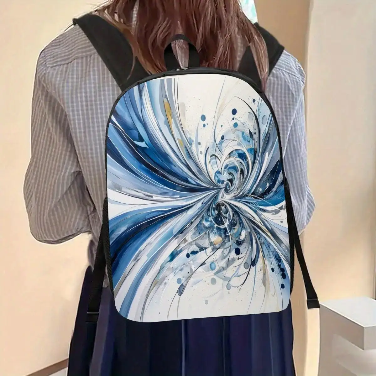 

Abstract Art Print 17inch Laptop Backpack With Water Bottle Holder - Lightweight And Durable Neutral School Backpack, Suitab