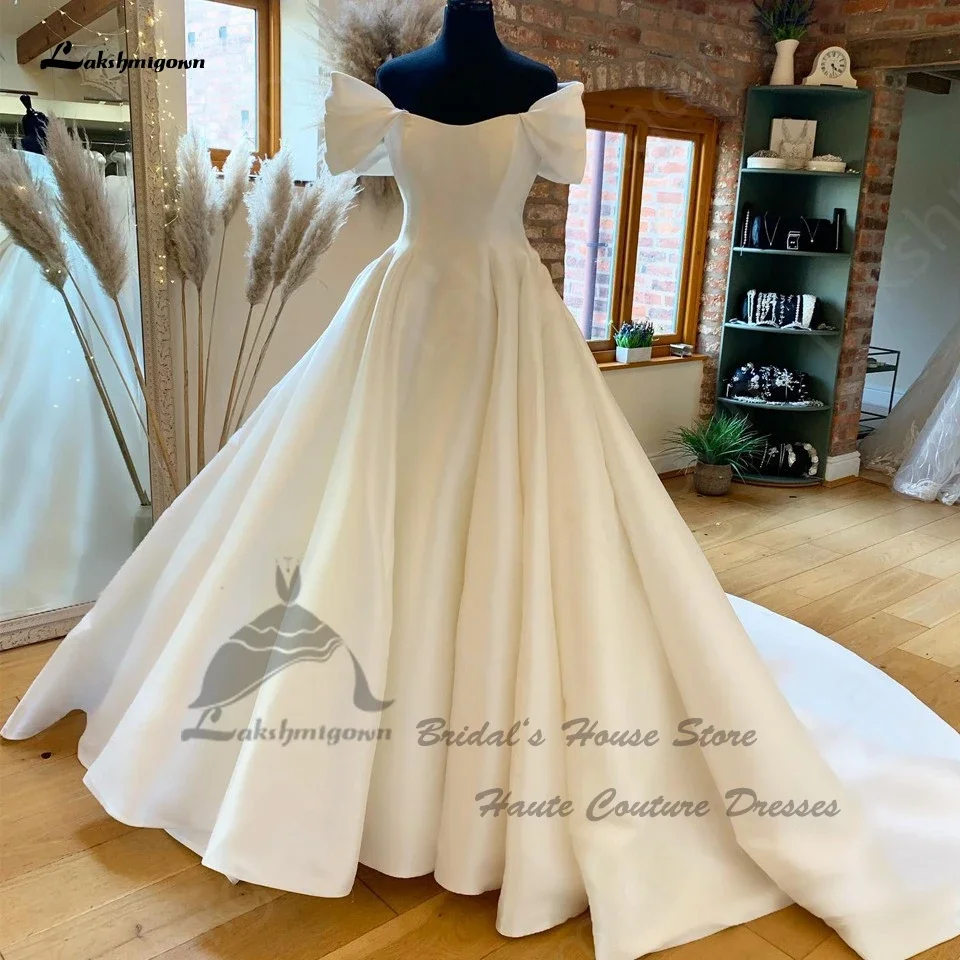Lakshmigown Schulterfreies Satin-Hochzeitskleid Luxus 2025 Vestidos Noivas Prinzessin Off-White Brautkleid Maßanfertigung – Detail 5
