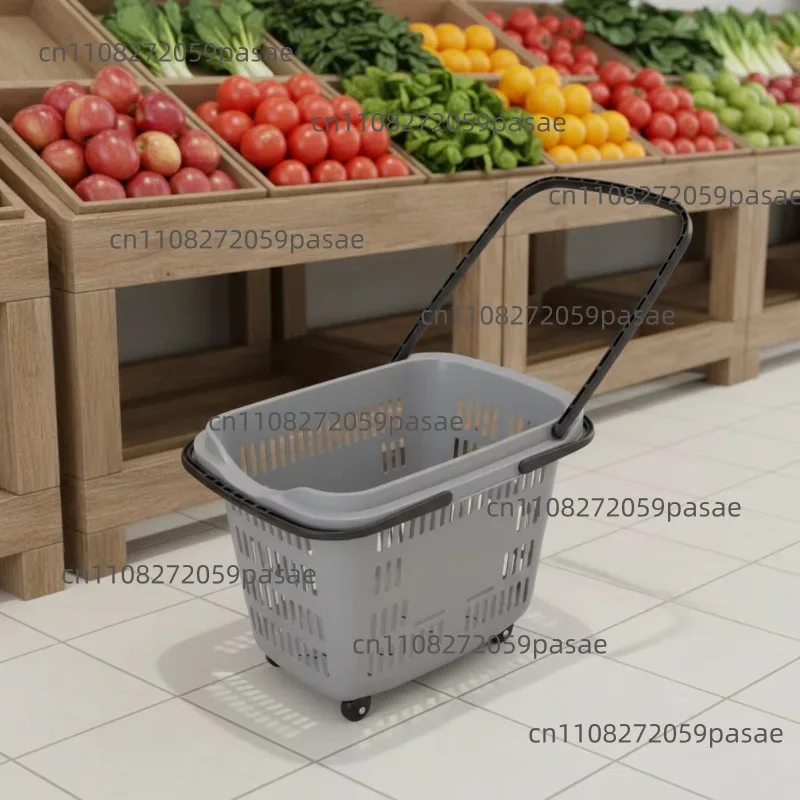 High-quality and durable large PP portable shopping basket with red and blue handle, 20L PFT, suitable for supermarkets