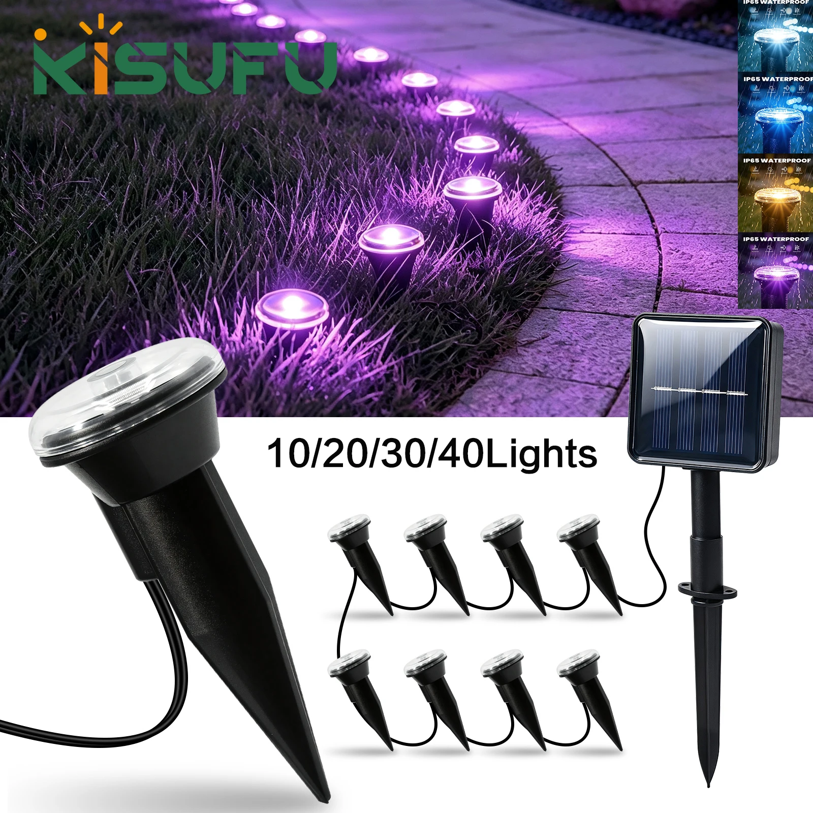 Solar Garden Light LED Pathway 8 Modes White Warm Blue 10/20/30/40Lights Waterproof Buried Lawn Lamp Home Garden Christmas Decor