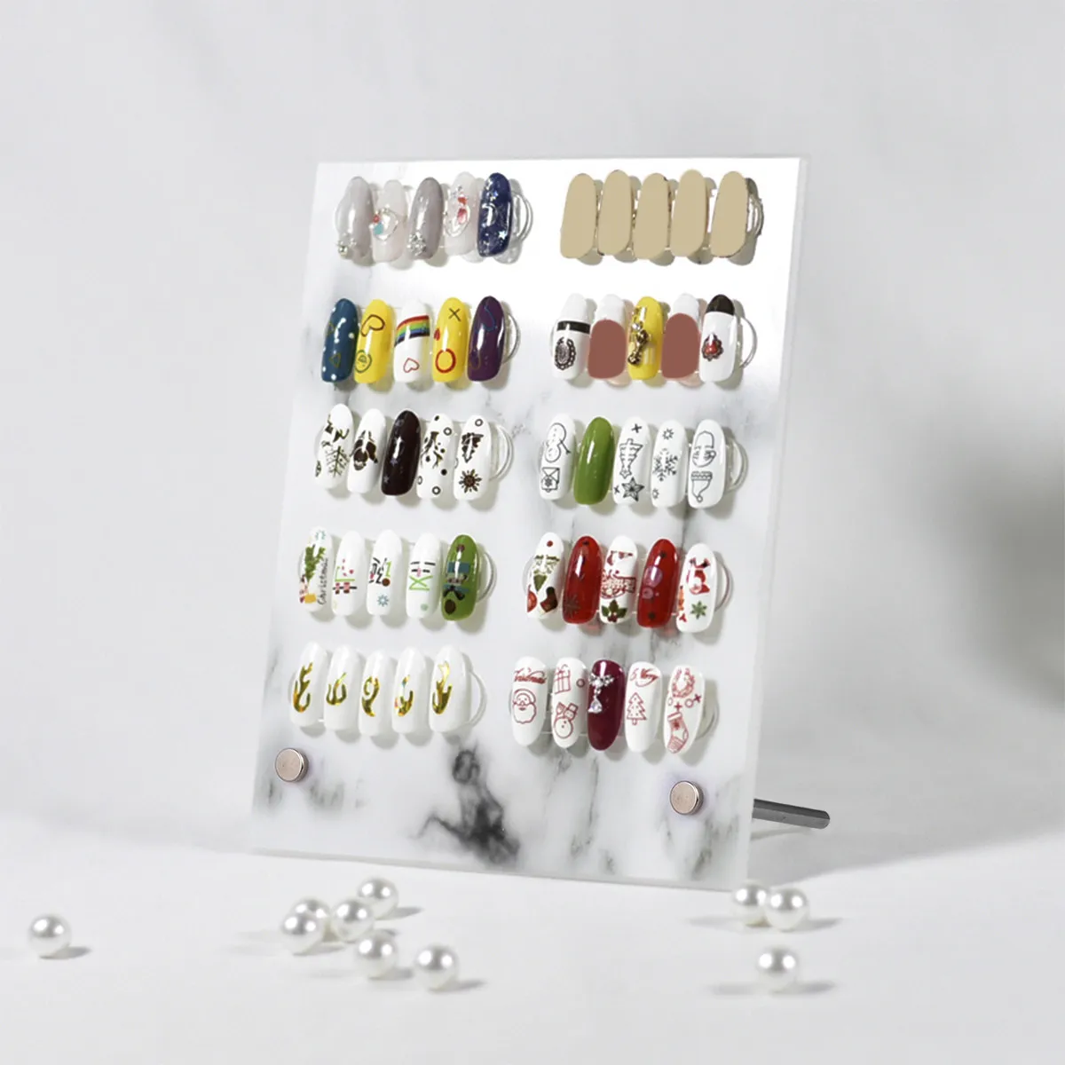

Premium Marble Design Nail Sample Display Stand Compact Portable Nail Polish Color Chart Board Practice Tool for Home Shop